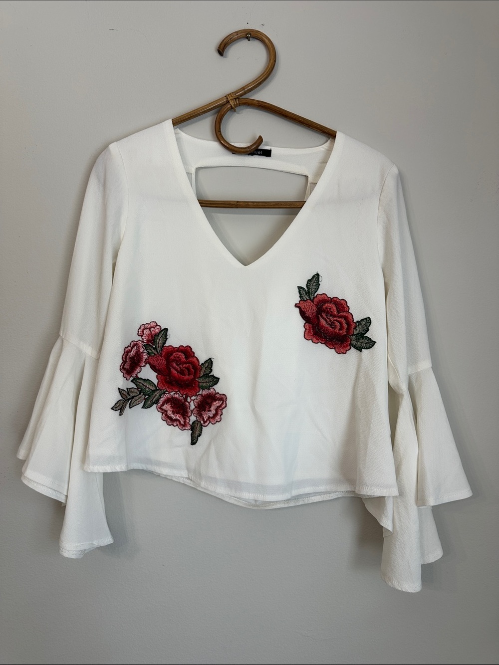 Evenuel Rose Embroidered White Top